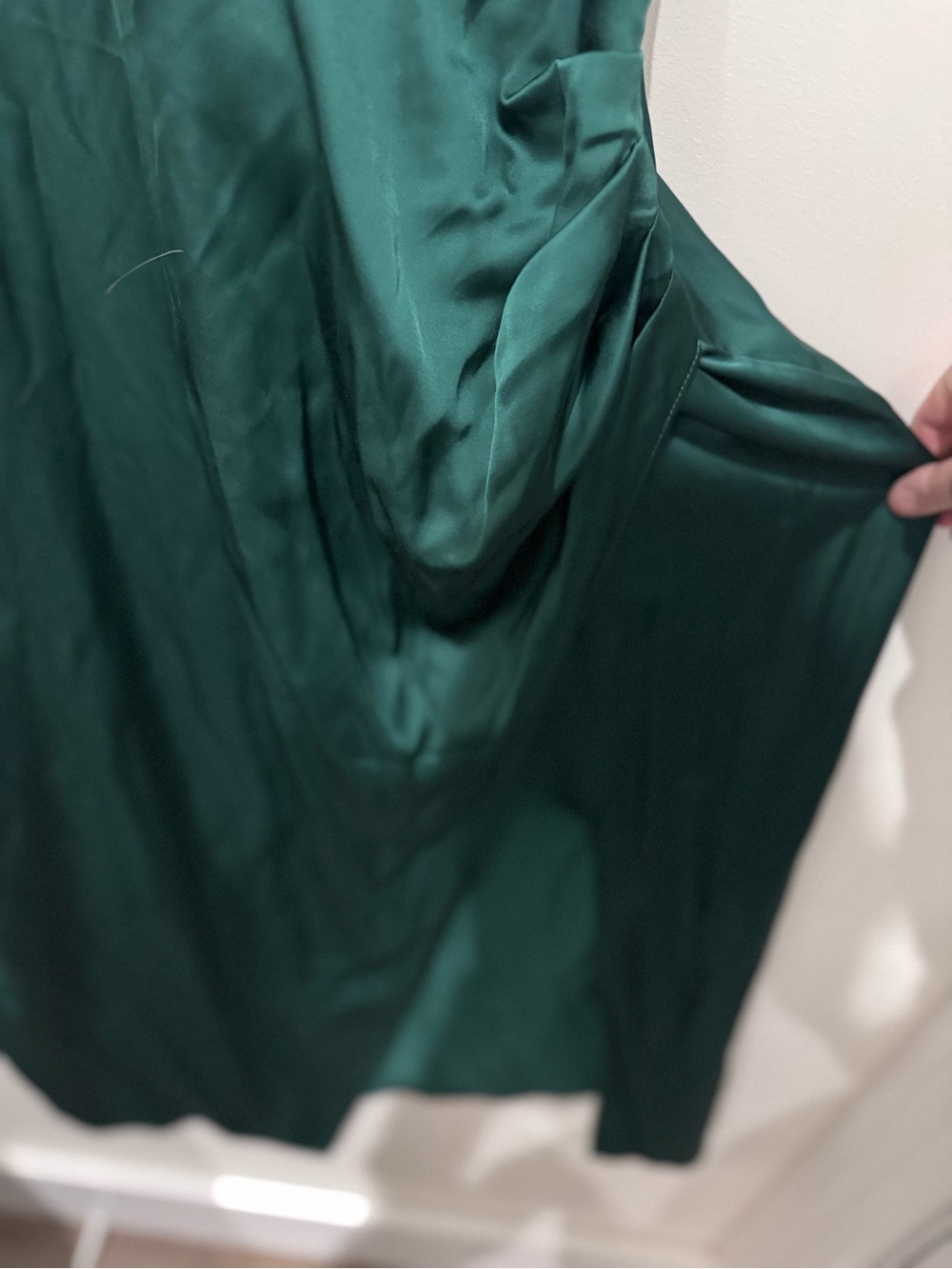 Abercrombie & Fitch Deep Emerald Satin Wrap Midi Dress - Picture 10 of 11